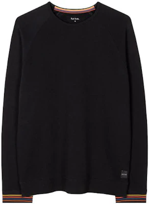 Paul Smith FW23 Black Raglan Crewneck Sweatshirt with Striped Cuffs () M1A-2990M-AU807B-79 Buy Paul Smith FW23 Black Raglan Crewneck Sweatshirt with Striped Cuffs () M1A-2990M-AU807B-79