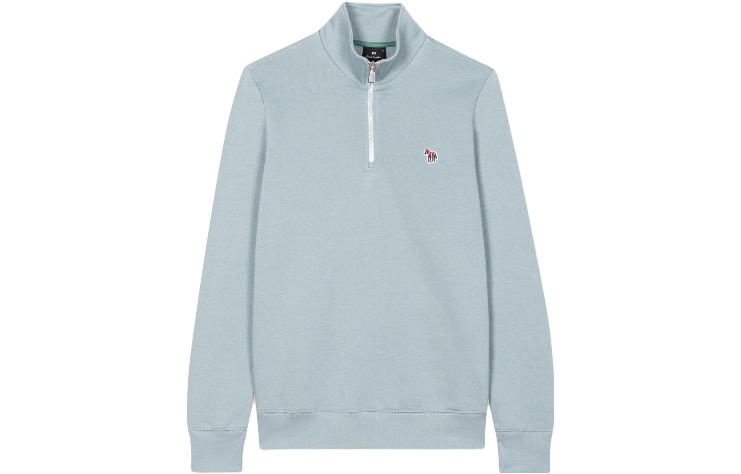 Paul Smith FW23 Zebra Logo Half-Zip Pullover Sweatshirt Men’s Blue M2R-168TZ-L21116-43C
