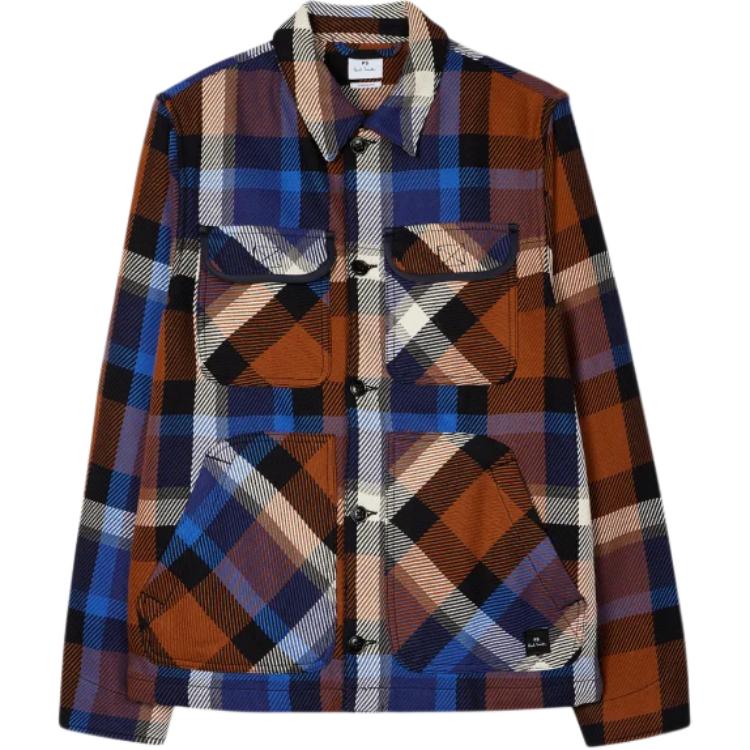 Paul Smith FW24 Blue Plaid Cotton Long-Sleeve Shirt Jacket M2R-021Z-N22100-48