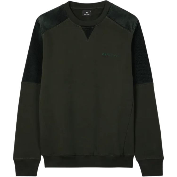 Paul Smith FW24 Patchwork Crewneck Sweatshirt Deep Green - Long Sleeve. M2R-086Z-N22193-38