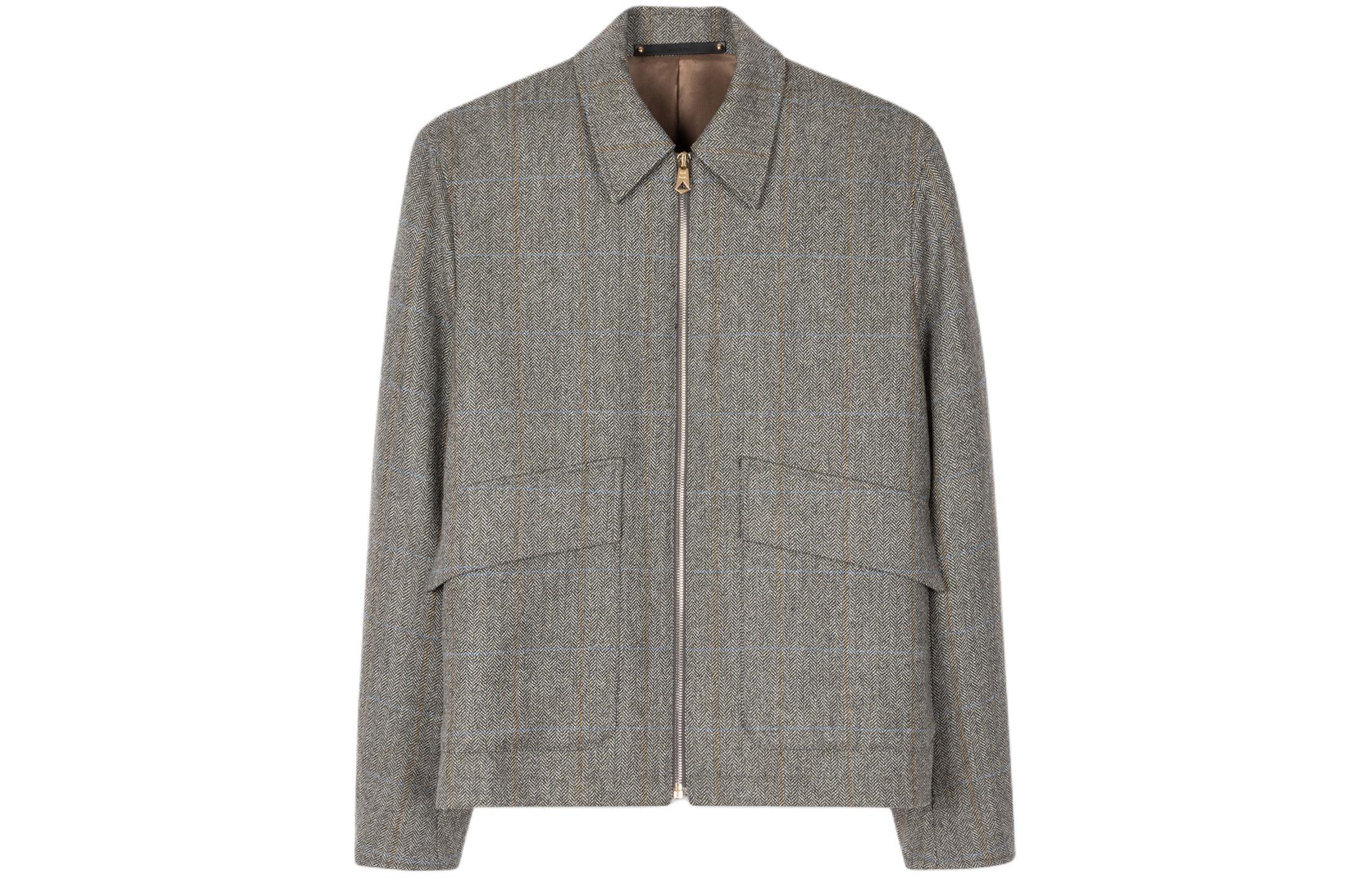 Paul Smith Herringbone Zip-Up Bomber Jacket Men’s Grey M1R-705Y-M02217-72