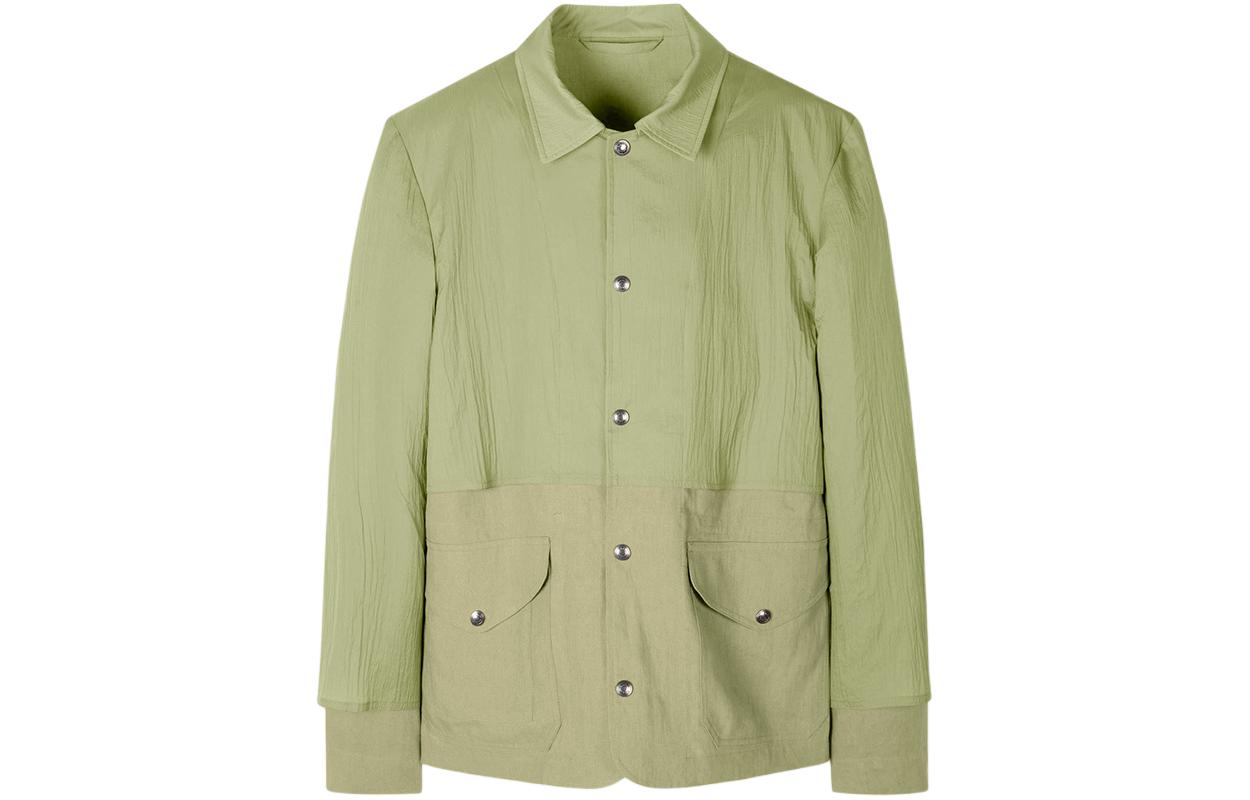 Paul Smith Khaki Contrast Panel Single-Breasted Long Sleeve Jacket M1R-342X-H01427-36