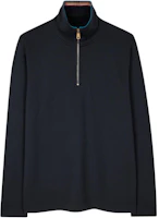 Paul Smith Navy Half-Zip Pullover with Striped Funnel Neck. M1R-881Y-M02361-48 Paul Smith Navy Half-Zip Pullover with Striped Funnel Neck. M1R-881Y-M02361-48