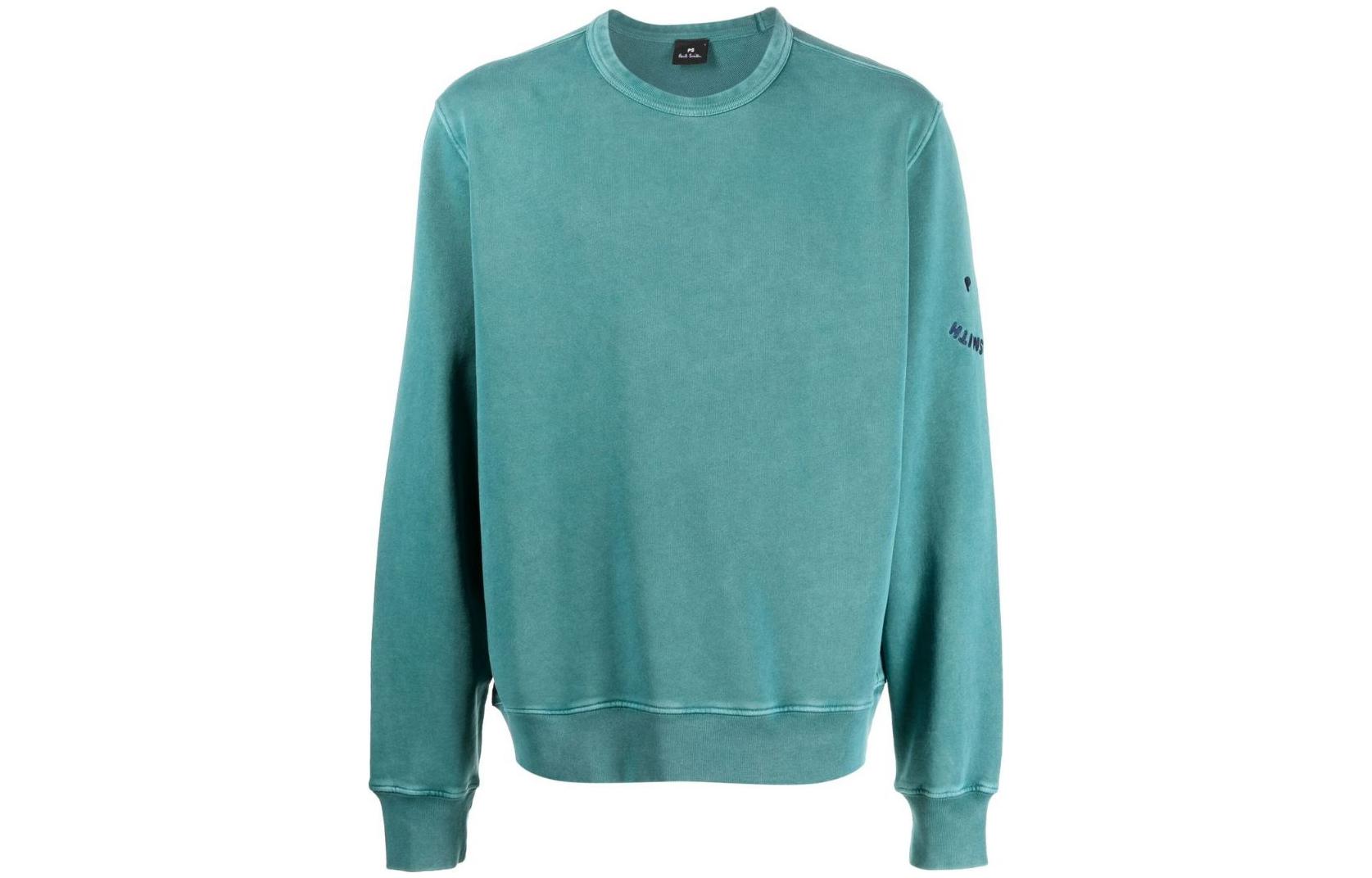 Paul Smith Ribbed Logo Embroidered Long Sleeve Sweatshirt Unisex Blue M2R319XPH2150837