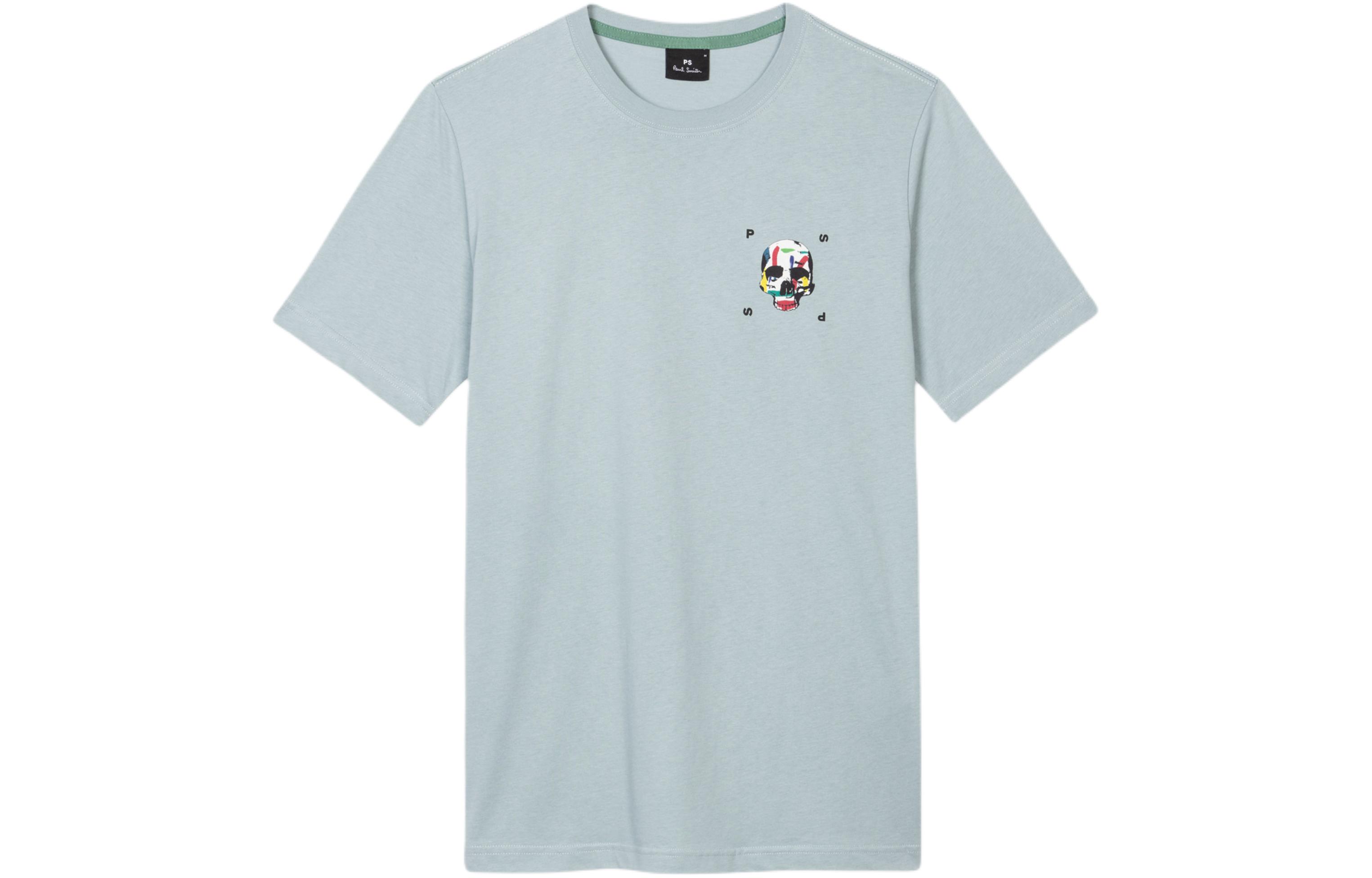 Paul Smith Skull Graphic Crew Neck T-Shirt Blue  Short Sleeve Tee. M2R-011R-LP4048-43E