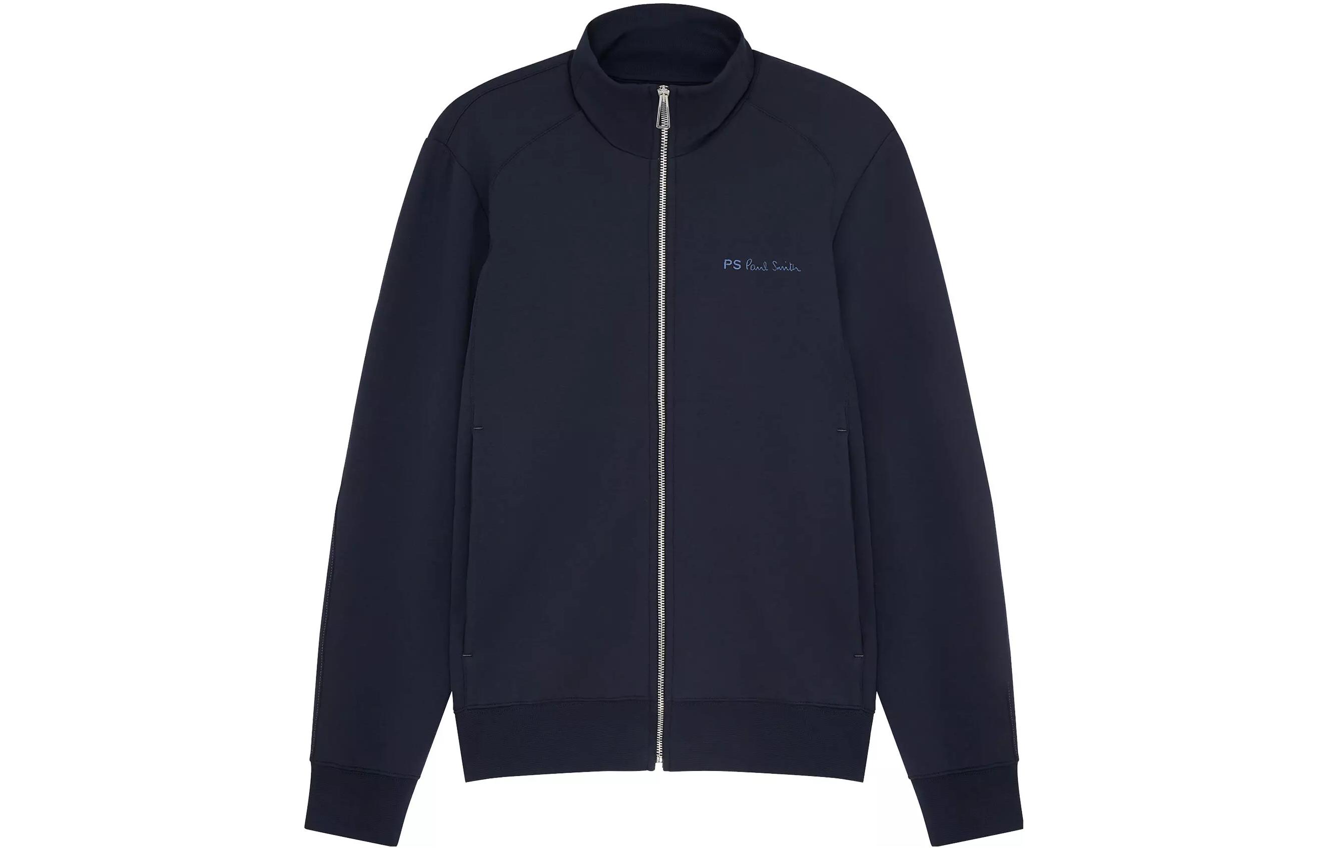 Paul Smith Solid Navy Blue Zip-Up Stand Collar Jacket M2R-430Y-L21945-49