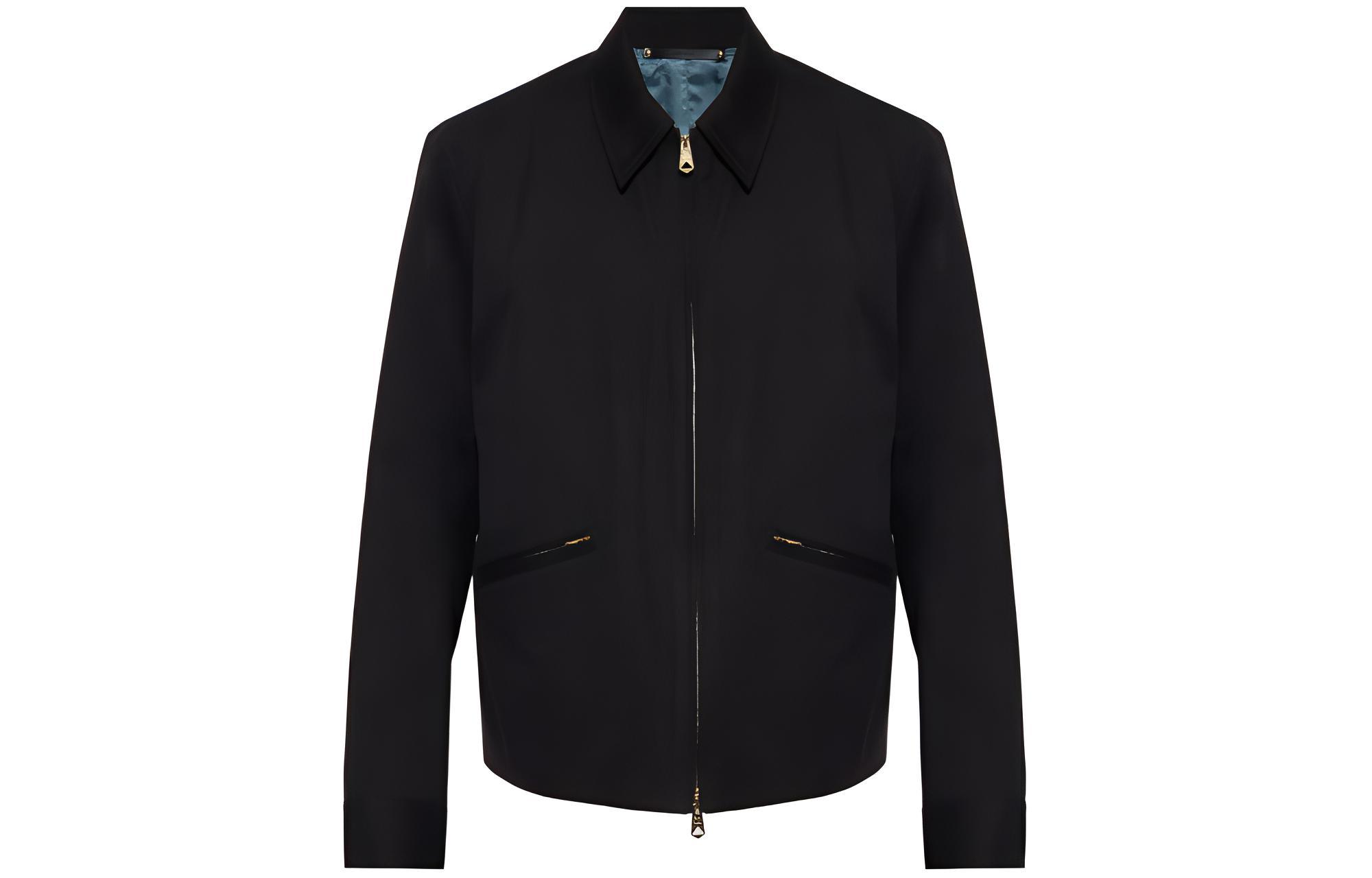 Paul Smith Solid Zip-Up Jacket with Collar Long Sleeve - Black M1R-388Y-L02062-79