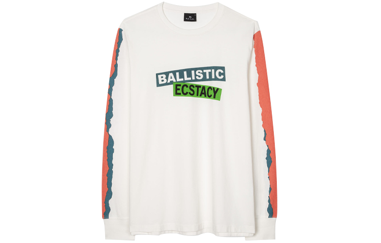 Paul Smith SS21 White Loose Fit Alphabet Pattern Long Sleeve Sweatshirt M2R-828R-FP2458-02