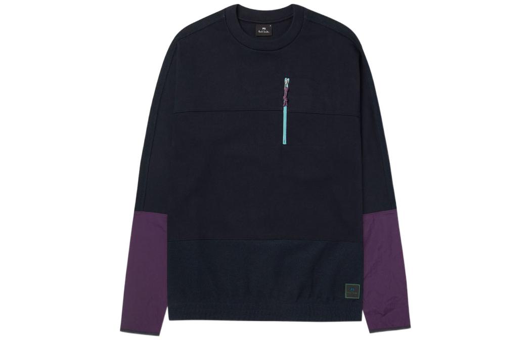 Paul Smith SS22 Colorblock Logo Crewneck Sweatshirt Navy - M2R-205X-H21453-49