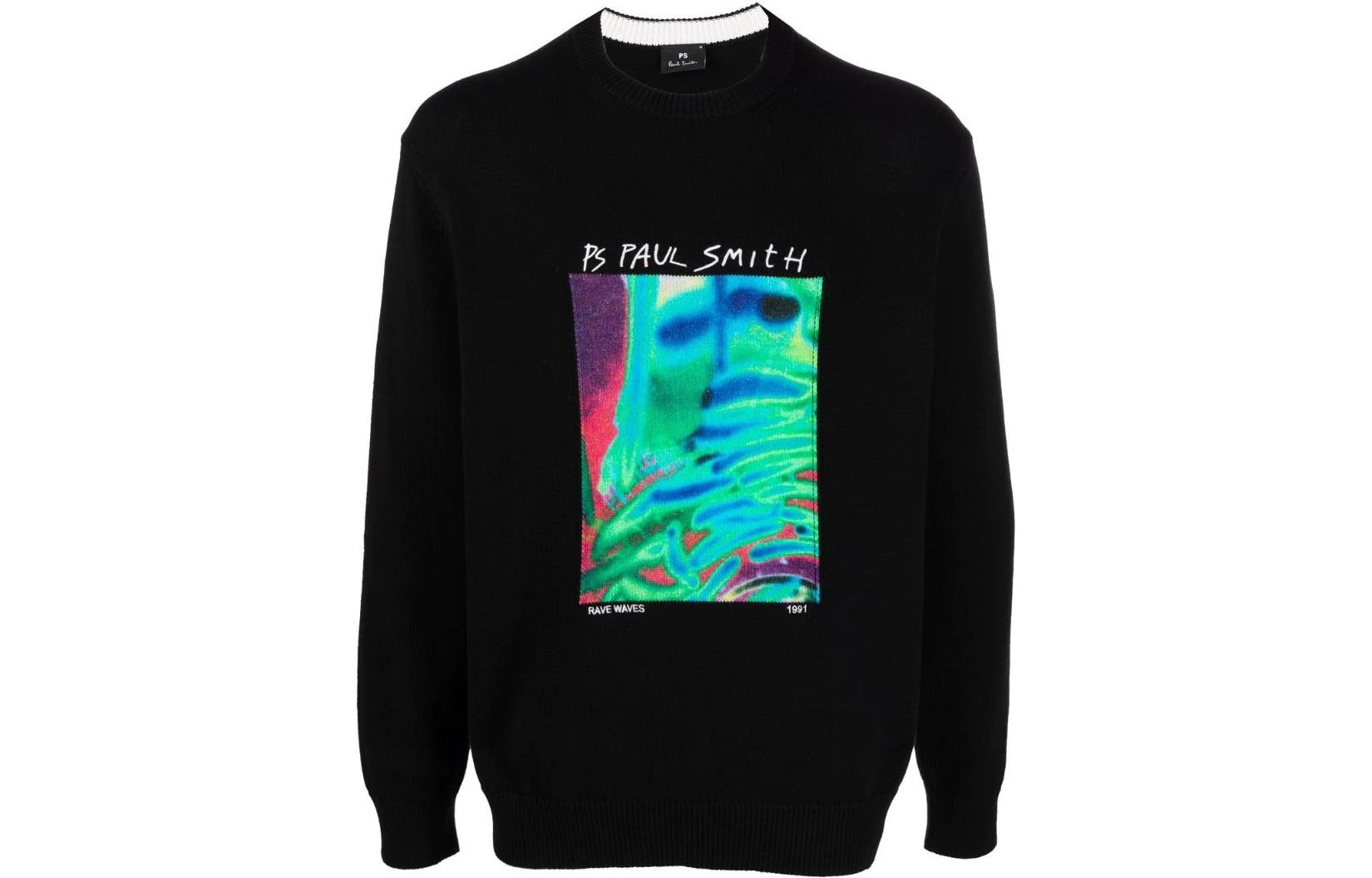 Paul Smith SS22 Logo Print Black Crewneck Sweatshirt Men M2R077XH2147079