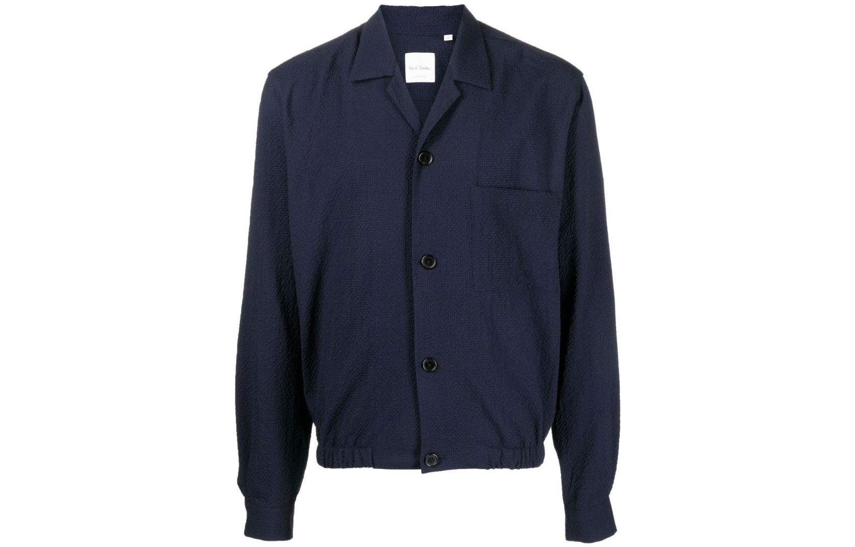 Paul Smith SS22 Mens Wool Cuban Collar Shirt Jacket - Blue M1R324XH0166449