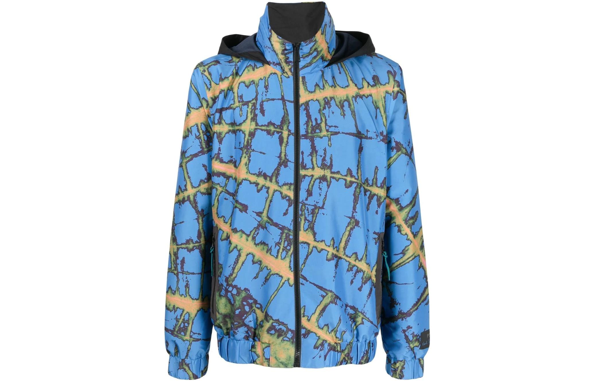Paul Smith SS22 Patterned Print Hooded Jacket Blue Outerwear M2R274XH21524-43