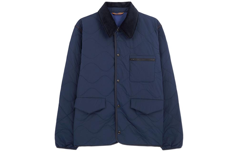 Paul Smith SS22 Quilted Single-Breasted Jacket Navy Blue Coat M1R-244X-H01626-49