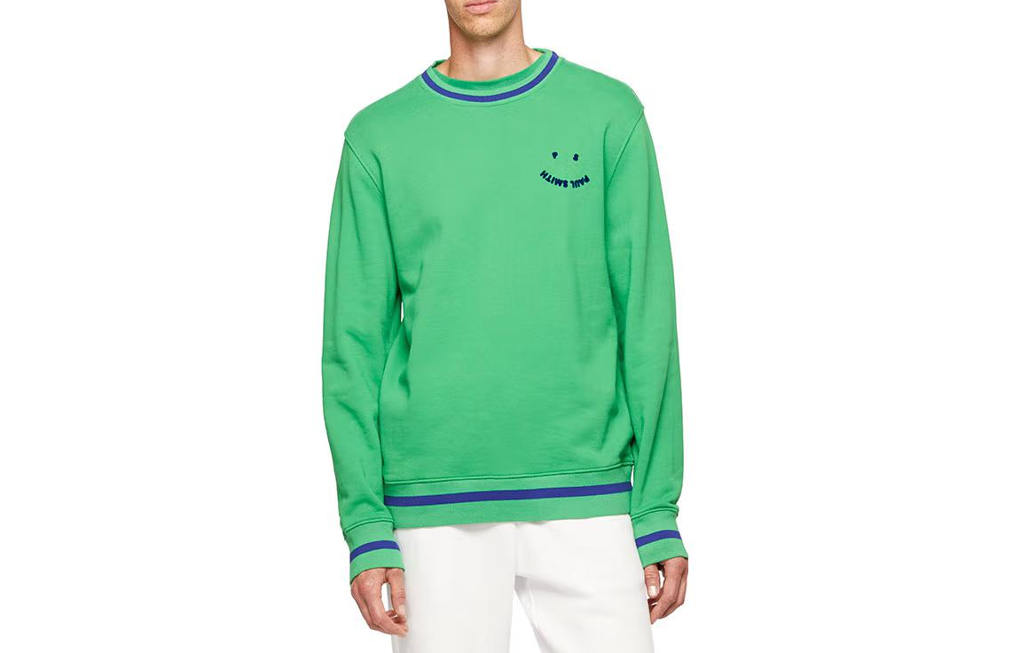 Paul Smith SS22 Smiley Crewneck Sweatshirt Green Long Sleeve Pullover M2R-668U-F21169-33