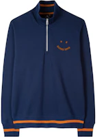 Paul Smith SS22 Smiley Half-Zip Navy Pullover Sweatshirt for Men. M2R-204XP-H21169-49 Paul Smith SS22 Smiley Half-Zip Navy Pullover Sweatshirt for Men. M2R-204XP-H21169-49