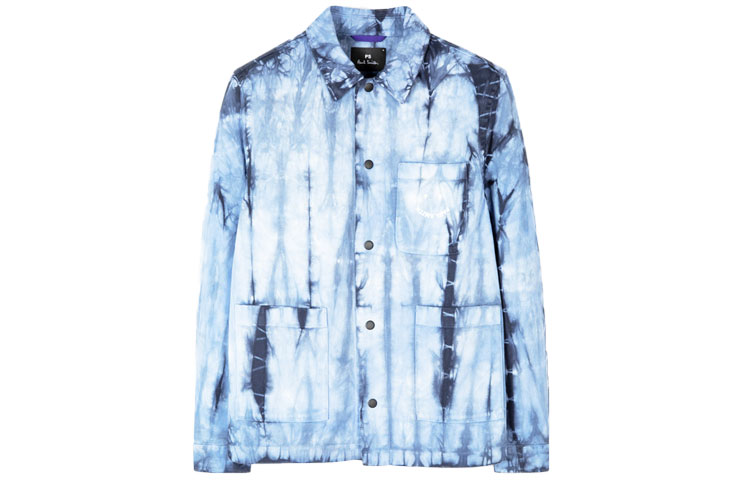 Paul Smith SS22 Tie-Dye PS Smiley Cotton Shirt Jacket Blue - M2R-238X-H20999-44