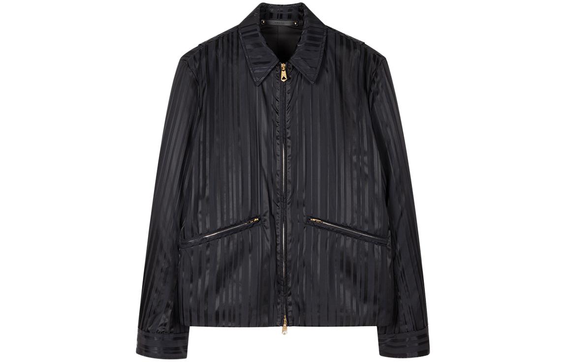 Paul Smith SS23 Shadow Stripe Zip-Up Collar Jacket Black M1R-388Y-L02063-79
