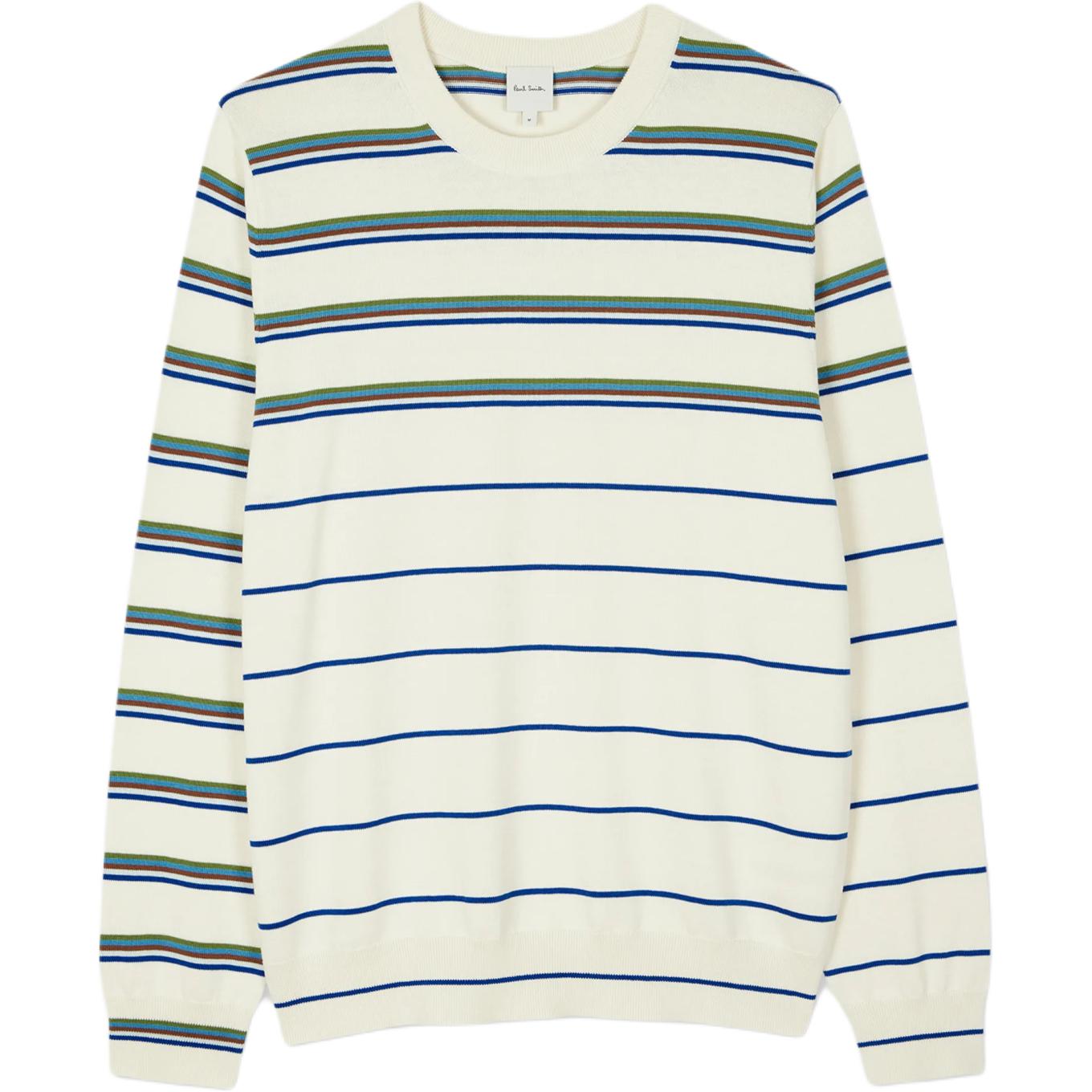 Paul Smith SS24 Beige Striped Crewneck Pullover Sweatshirt M1R-893Y-N02423-04
