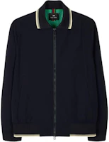 Paul Smith SS24 Navy Blue Zip-Up Jacket with Striped Trim for Men. M2R-697Y-M21958-49 Paul Smith SS24 Navy Blue Zip-Up Jacket with Striped Trim for Men. M2R-697Y-M21958-49
