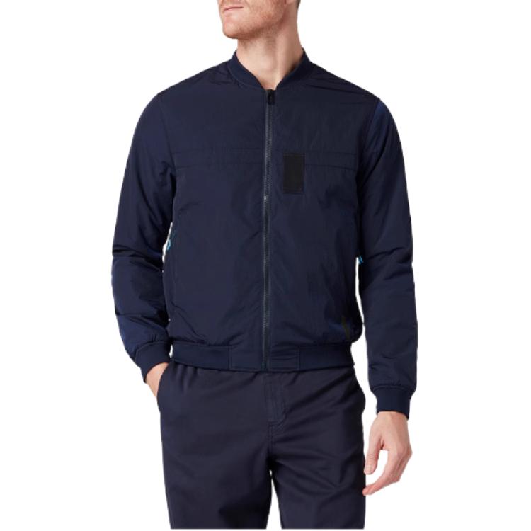 Paul Smith SS24 Navy Bomber Jacket with Zipper - Business Casual Style M2R-034Z-N22088-49
