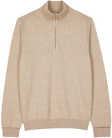 Paul Smith SS24 Oatmeal Half-Zip Ribbed Pullover Sweatshirt M1R-913Y-N02425-61 Paul Smith SS24 Oatmeal Half-Zip Ribbed Pullover Sweatshirt M1R-913Y-N02425-61