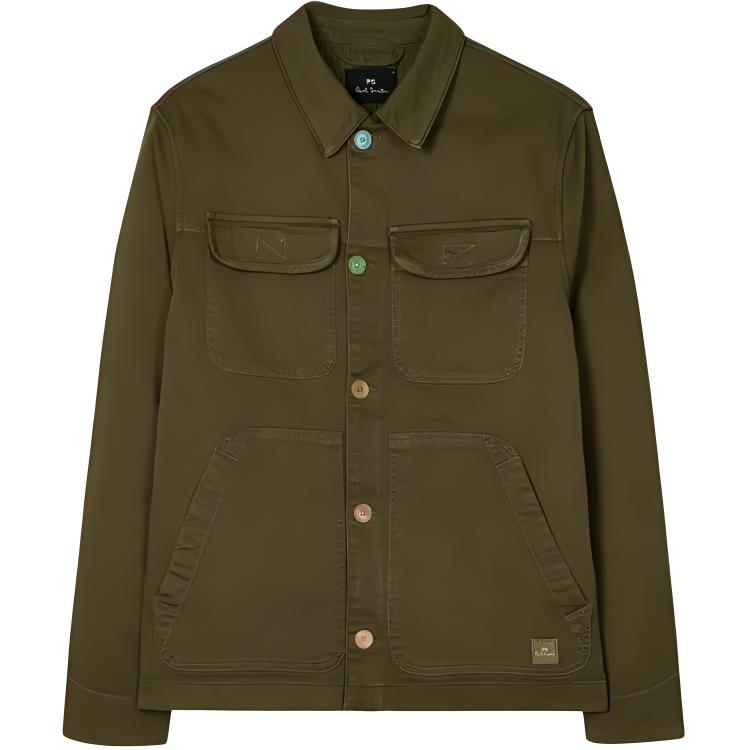 Paul Smith SS24 Single-Breasted Pocket Jacket in Khaki. M2R-021ZC-N21156-36B