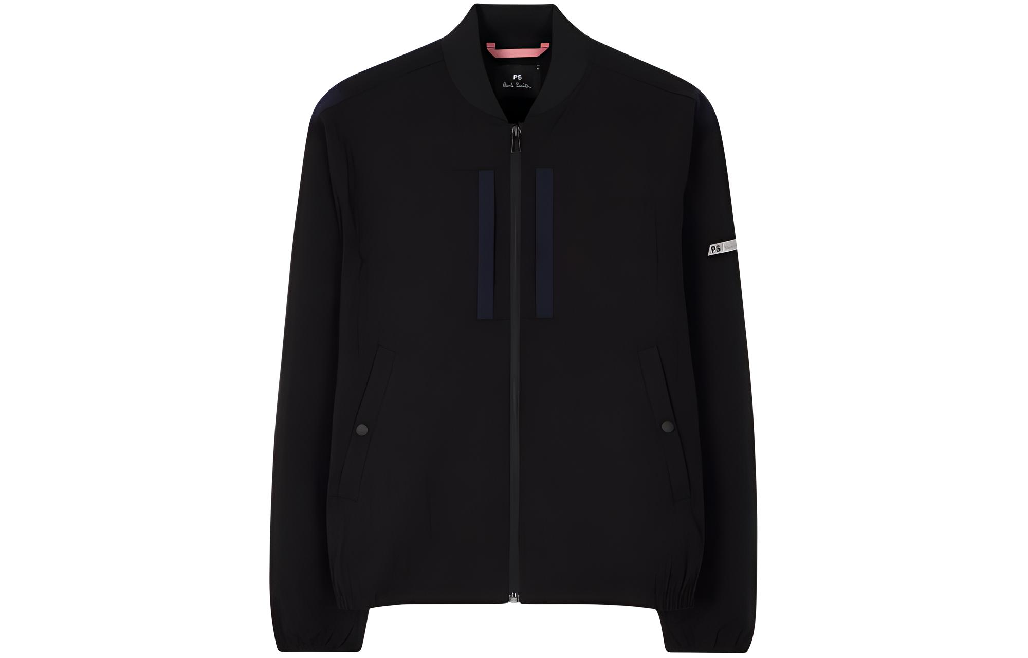 Paul Smith SS24 Solid Color Comfort Collar Zip Bomber Jacket Men BLACK M2R-693Y-M21957-79