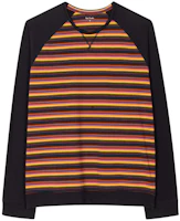 Paul Smith SS24 Striped Raglan Pullover Knit Sweatshirt Black Men M1A-2990-MU825-96 Paul Smith SS24 Striped Raglan Pullover Knit Sweatshirt Black Men M1A-2990-MU825-96