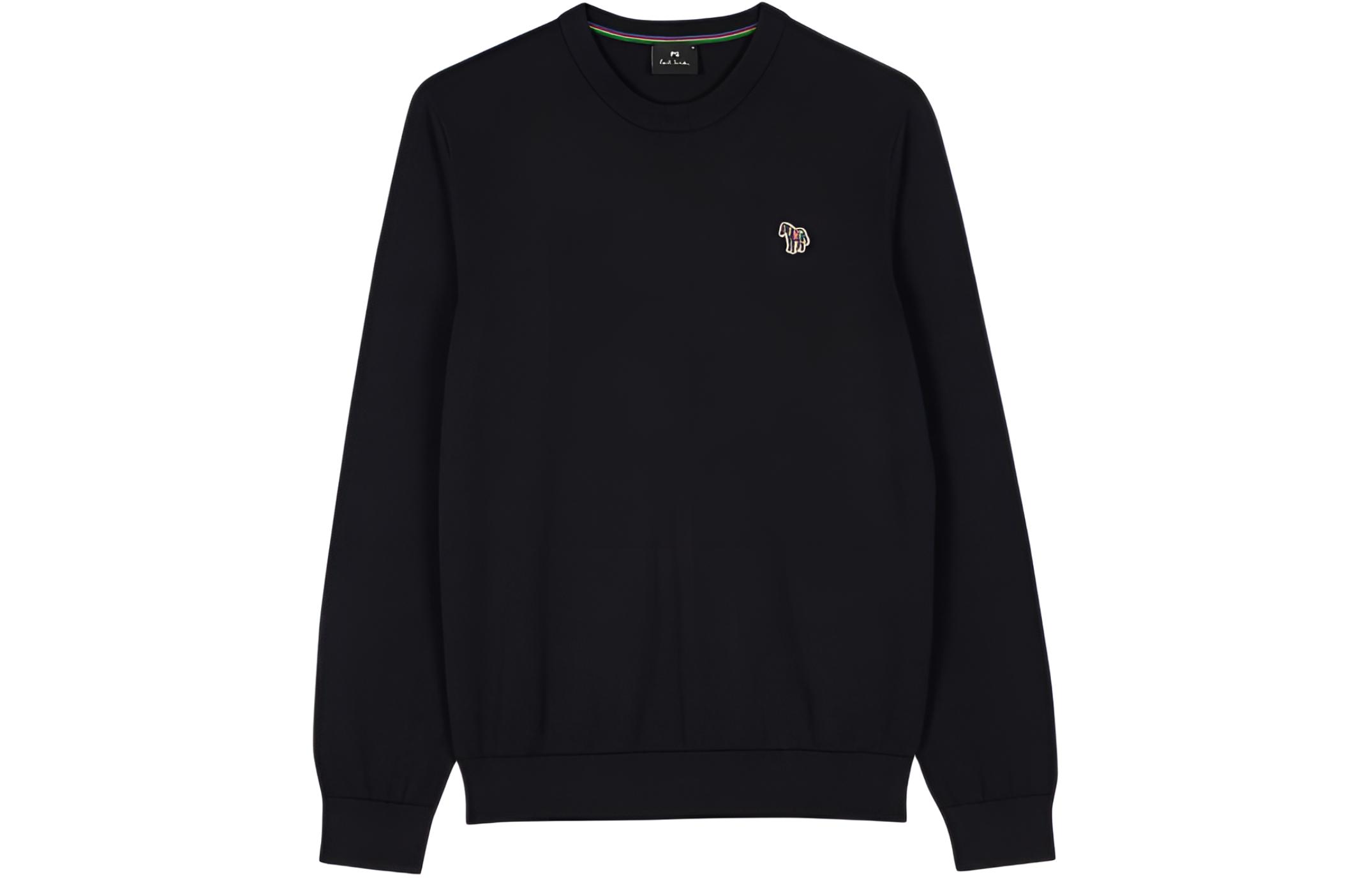 Paul Smith SS24 Zebra Print Crewneck Sweatshirt Navy Blue - Comfortable Fit M2R-200YZ-L21858-49