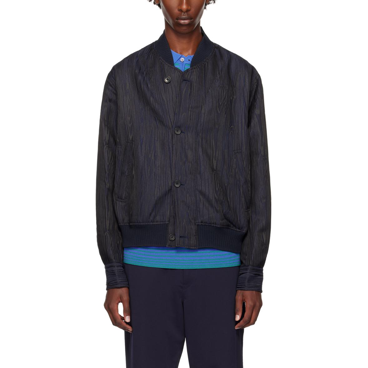 Paul Smith Striped Print Bomber Jacket Navy Blue Long Sleeve Outerwear M2R-872Y-N22133-49