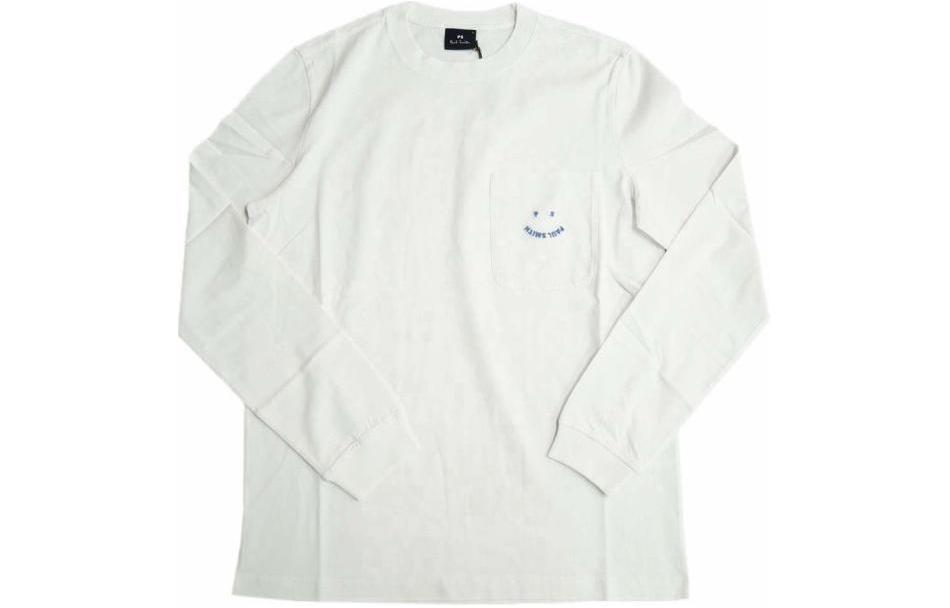 Paul Smith White Crewneck Pullover Sweatshirt - Solid Color, Relaxed Fit. M2R-349Y-EL2115-402