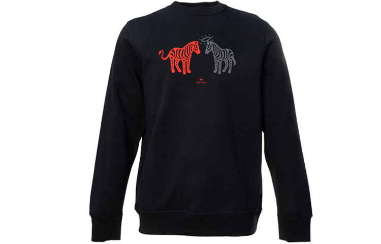 Paul Smith Zebra Logo Crewneck Sweatshirt Black - Regular Fit Pullover. M2R-027RE-P2392JW-79