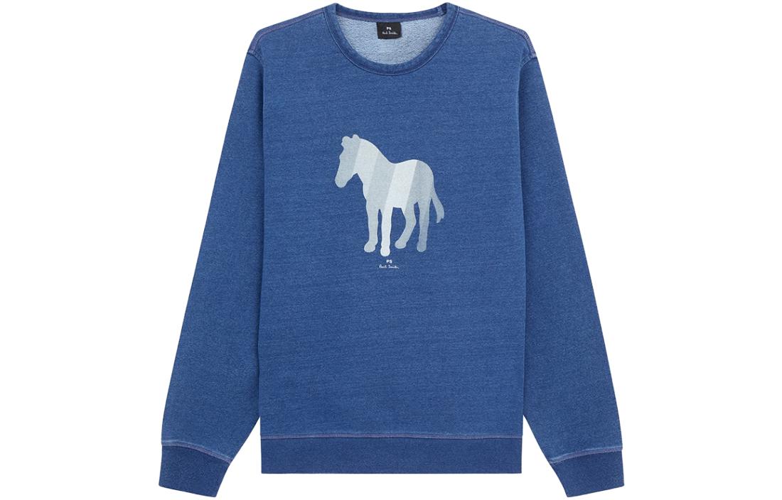 Paul Smith Zebra Logo Print Crewneck Sweatshirt Unisex - Indigo Blue. M2R-079Y-KP3816-MD