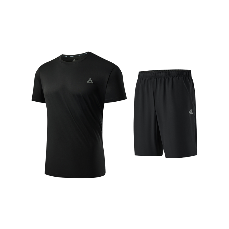 Peak  Breathable Running Set - Summer Sportswear Black DF142031BLACKBLACK
