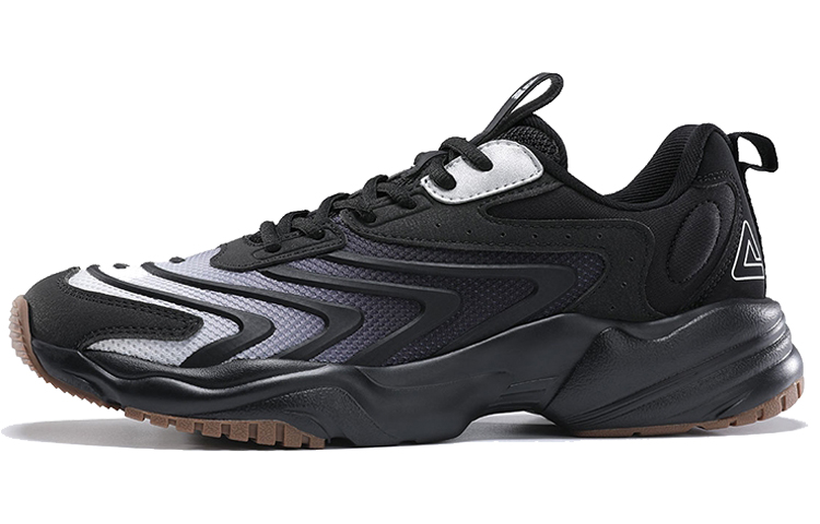PEAK Classic Retro Low-Top Running Shoes Black Comfortable & Durable. DE140037 Black-Color