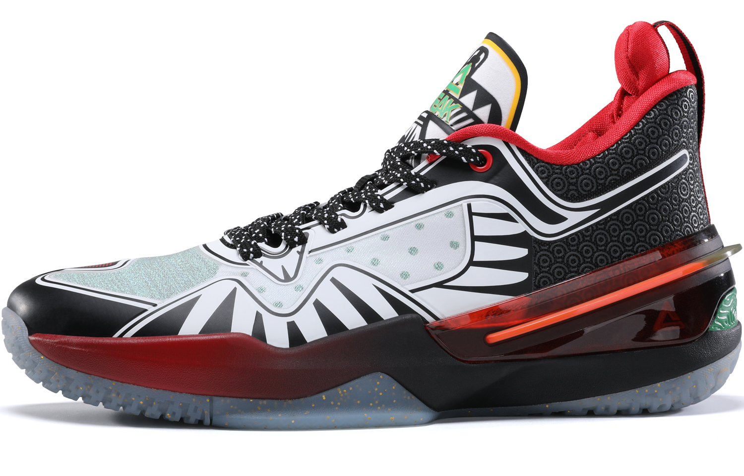 PEAK Flash 3 Basketball Shoes Black White Mid-Top Cushion Grip Durable. E14903A Black and White