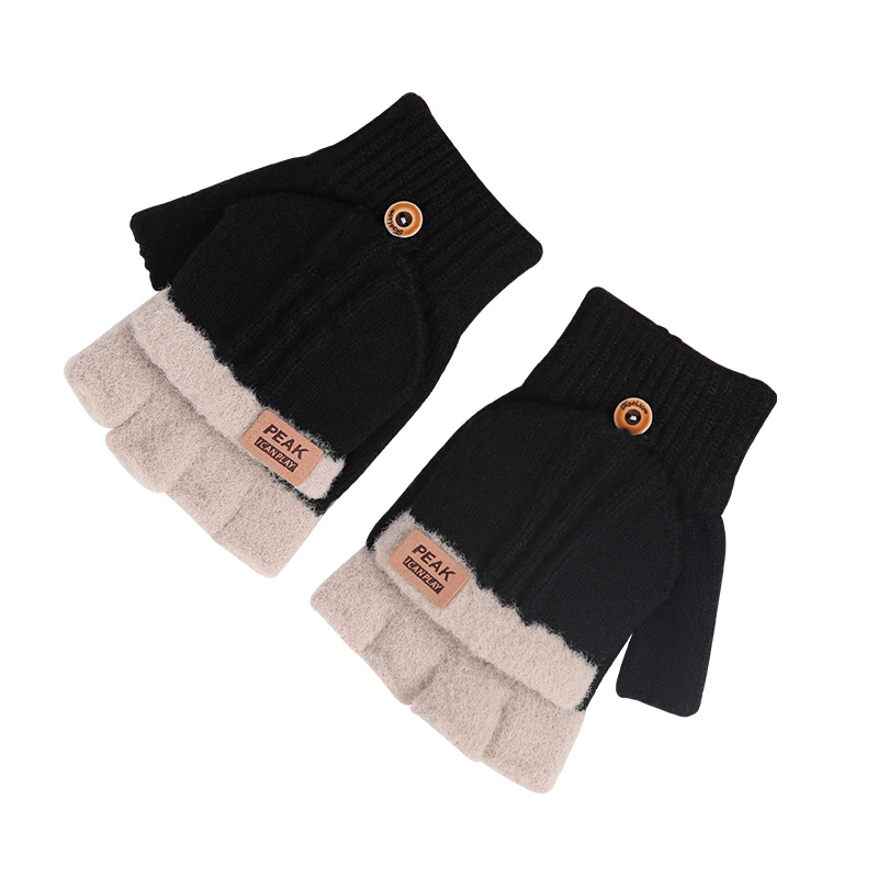 PEAK Flip-top Half-finger Thermal Knitted Gloves for Men and Women Couples. YH23438