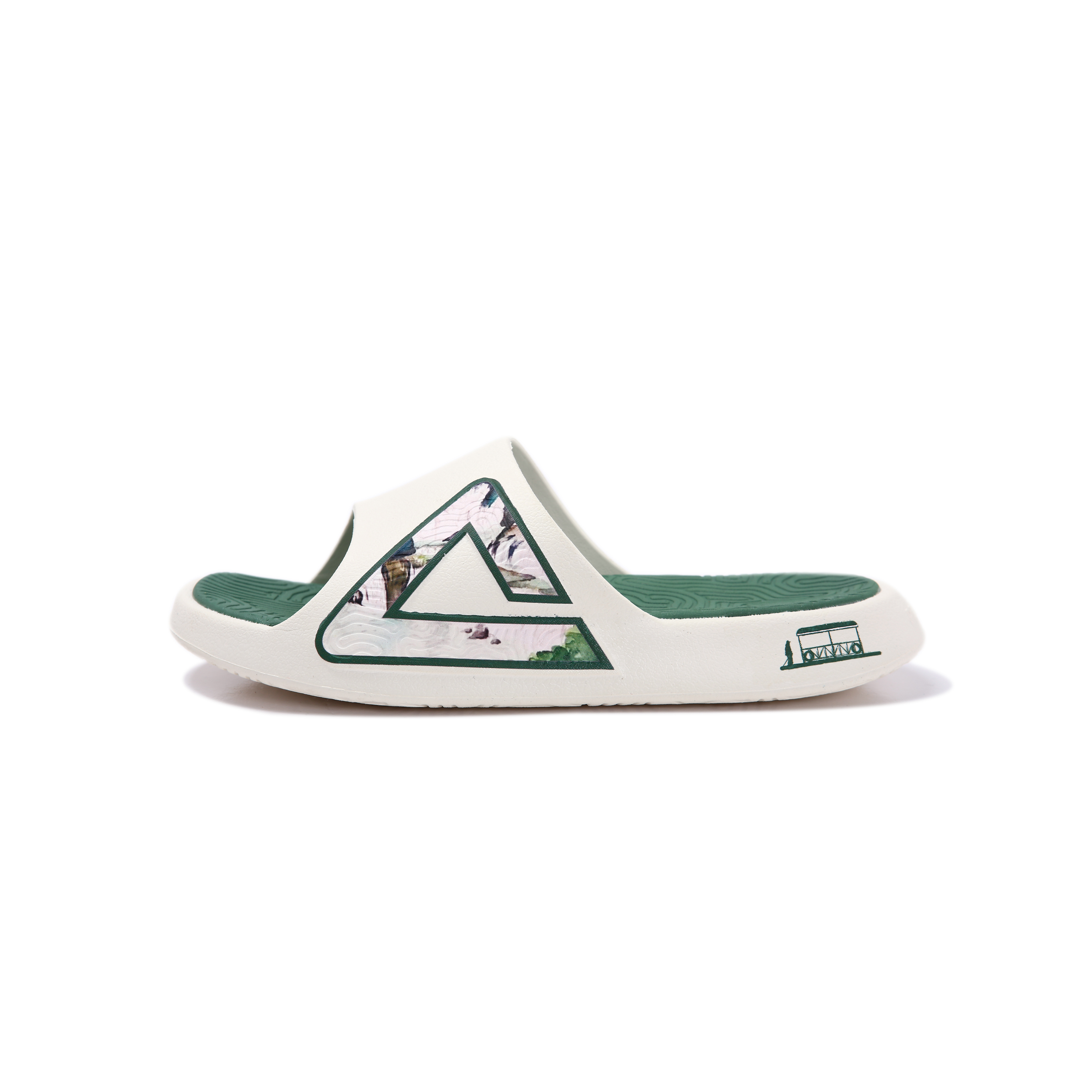 Peak Tai Chi 2.0 Sandals White/Green Casual Beach Slides DL430457 Canvas White/Dark Green