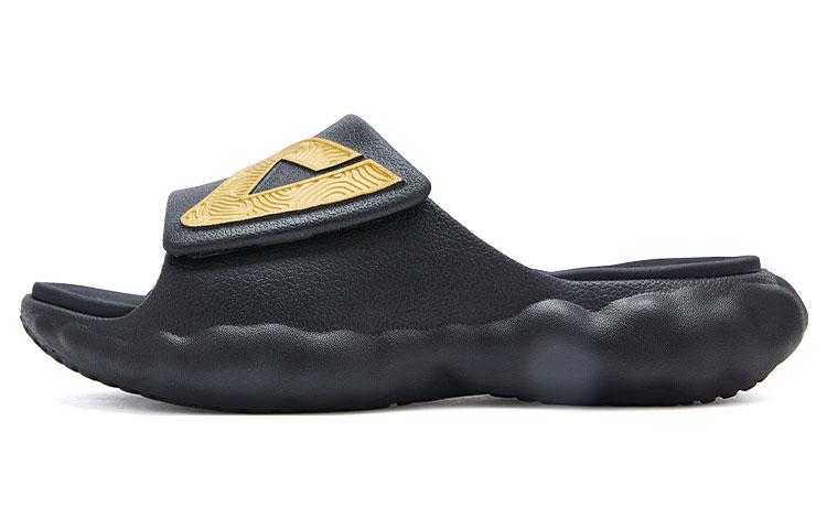 Peak Tai Chi Cloud Quiet Slide Sandals Men’s Black Gold Casual Slippers ET23027L Black