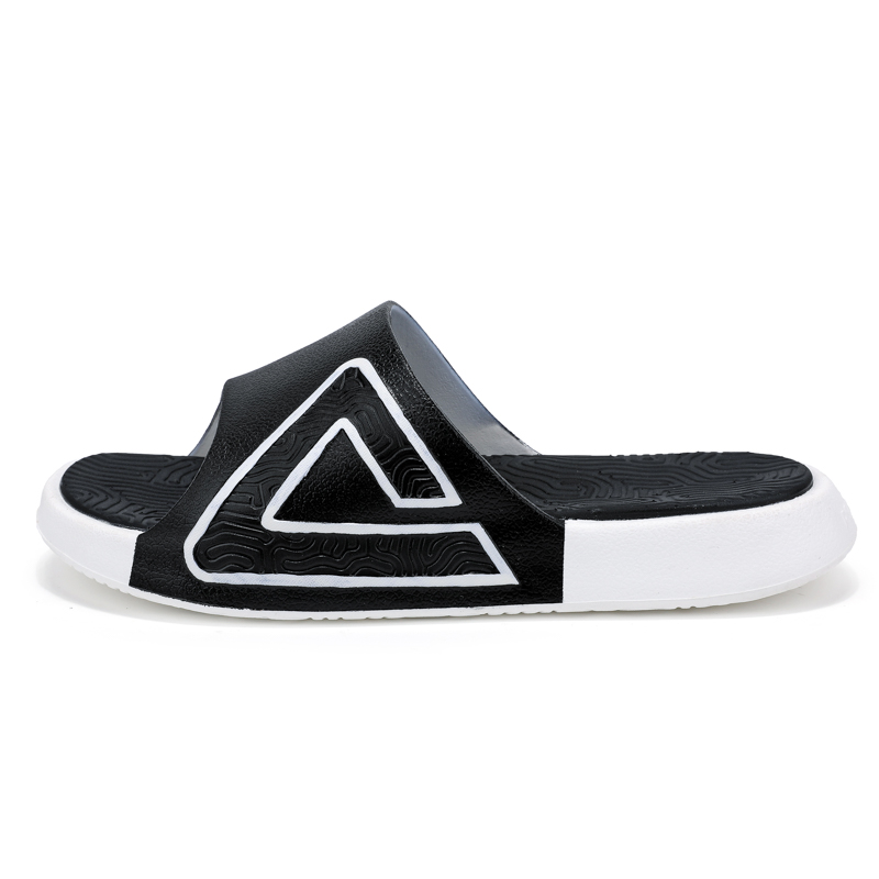 Peak Taichi Classic Minimalist Graffiti Slides Black White Anti-Slip Sandals DL430157 Black/Ivory