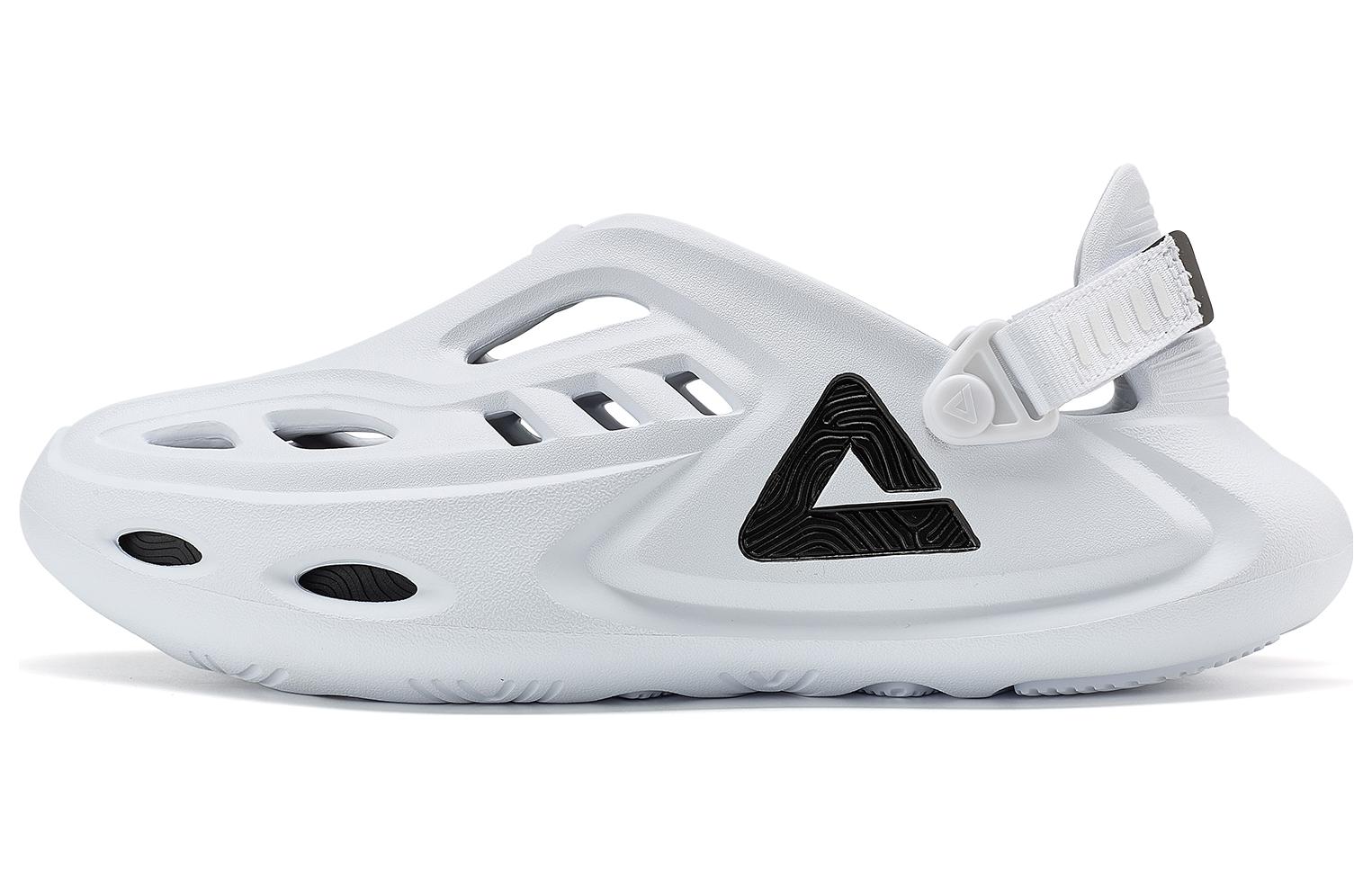 PEAK Taichi Clog Touring Non-Slip Lightweight Breathable Sandals White/Black Men ET32807L Black and White.