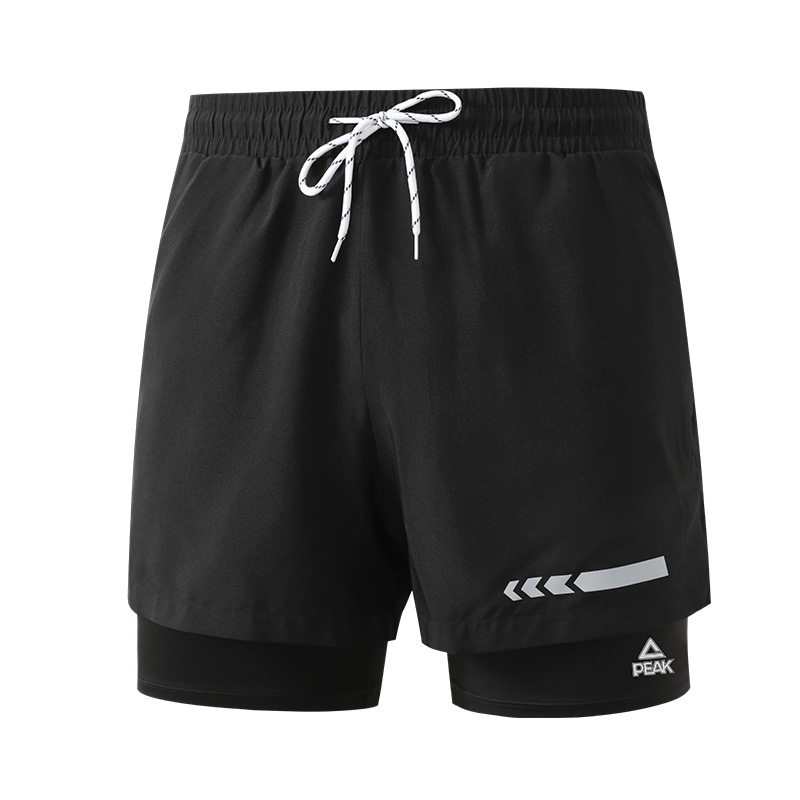 Peak Unisex 2-in-1 Quick-Dry Breathable Swim Training Shorts - Black YSZ4038