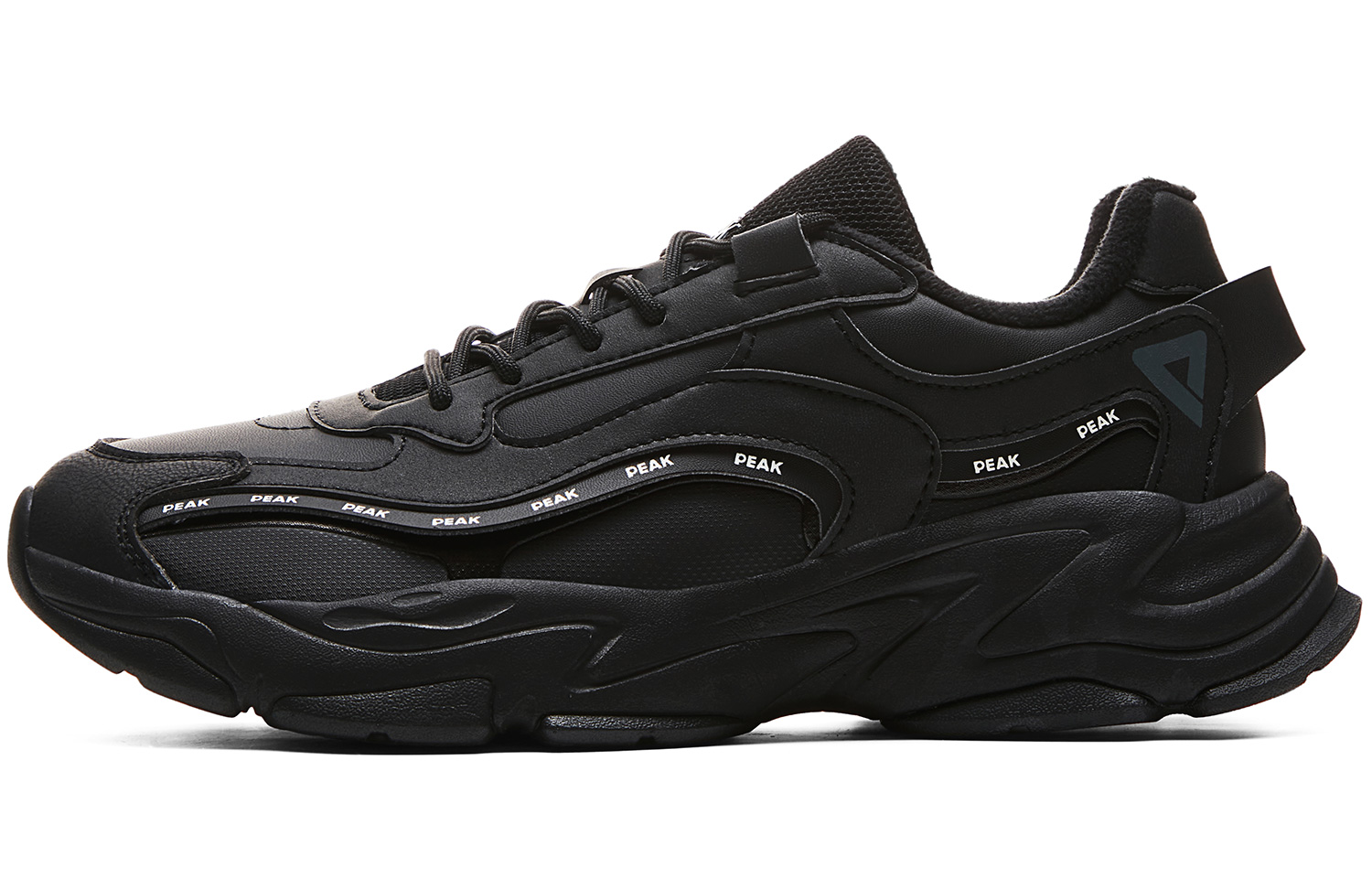 Peak Xinglan Retro Low-Top Dad Shoes Black - Warm, Non-Slip, Durable for Men DM340427 All Black