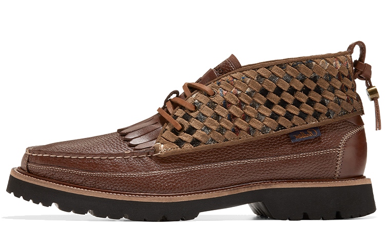 Pendleton x Cole Haan Brown Leather Woven Plaid Casual Dress Shoes C36447