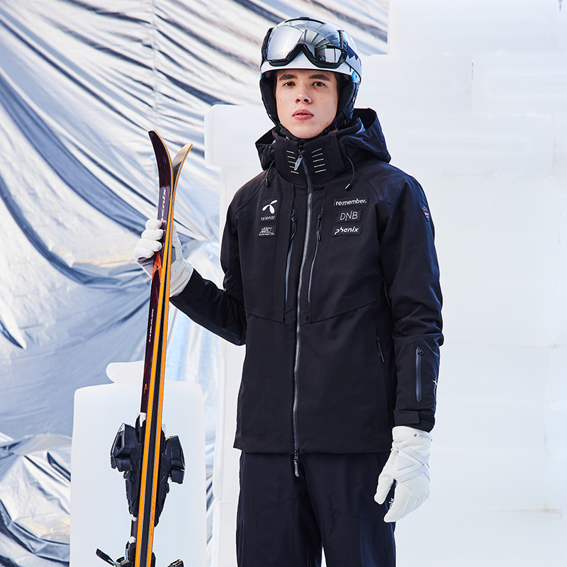 Shop Jaket Ski Lelaki Phenix 4-Way Stretch Kalispas Termal & Logo Leher-Tinggi Kalis Air PCDM2OT22