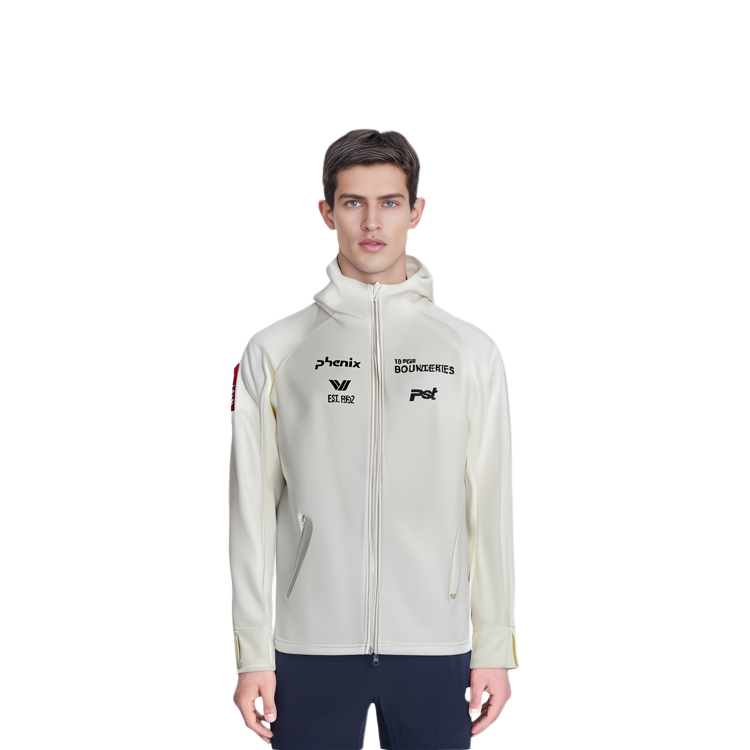 Lookbook Jaket Hangat Fleece Phenix PST Series Softshell dengan Huruf Desain. PCFM2KT09