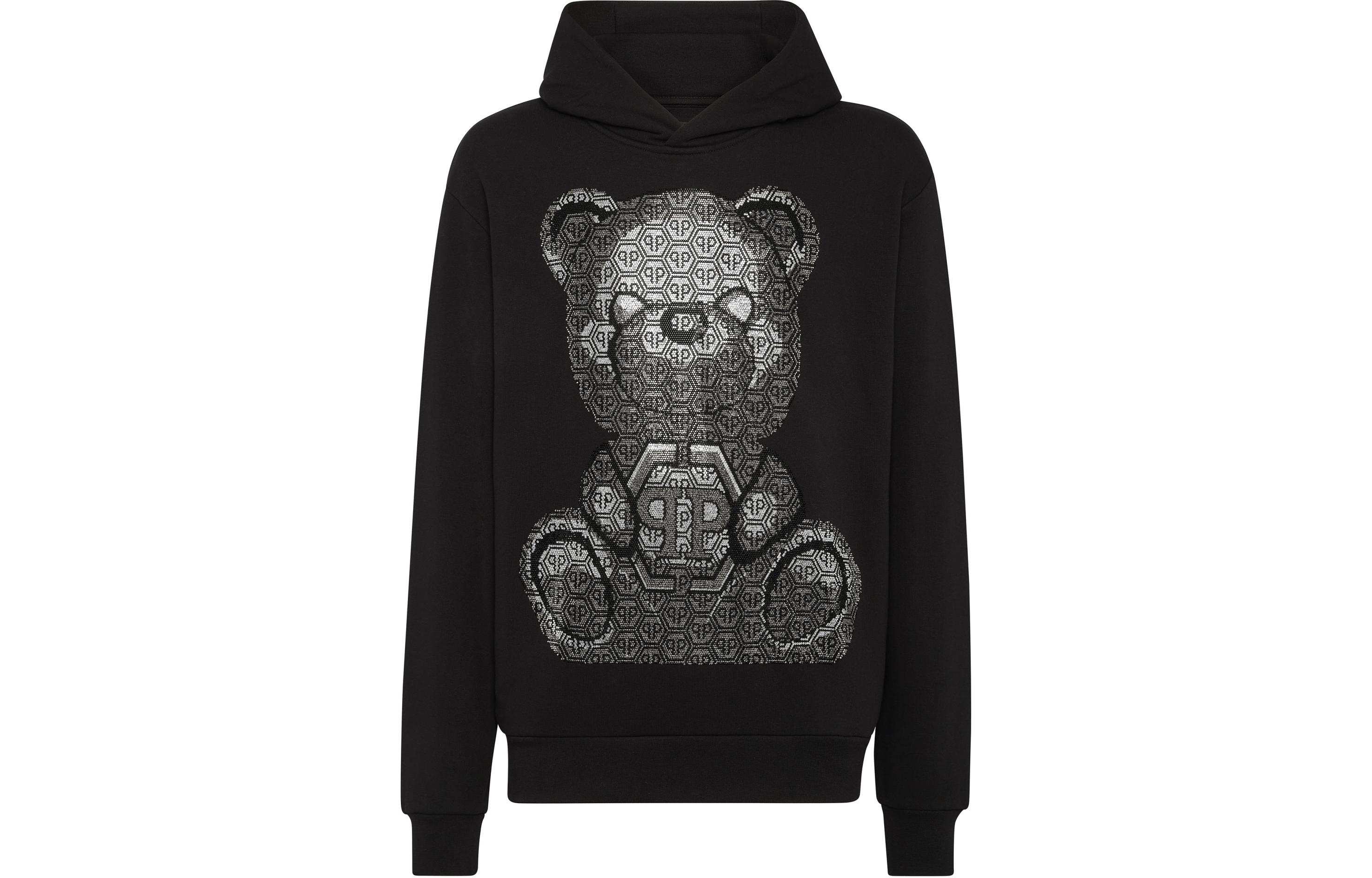 PHILIPP PLEIN 3D Teddy Logo Hoodie Black Sweatshirt SADC-MJB3055-PJO002N-02