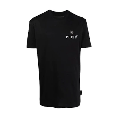 PHILIPP PLEIN Black Crewneck T-Shirt with Letter Logo. MTK5119PJY002N-02