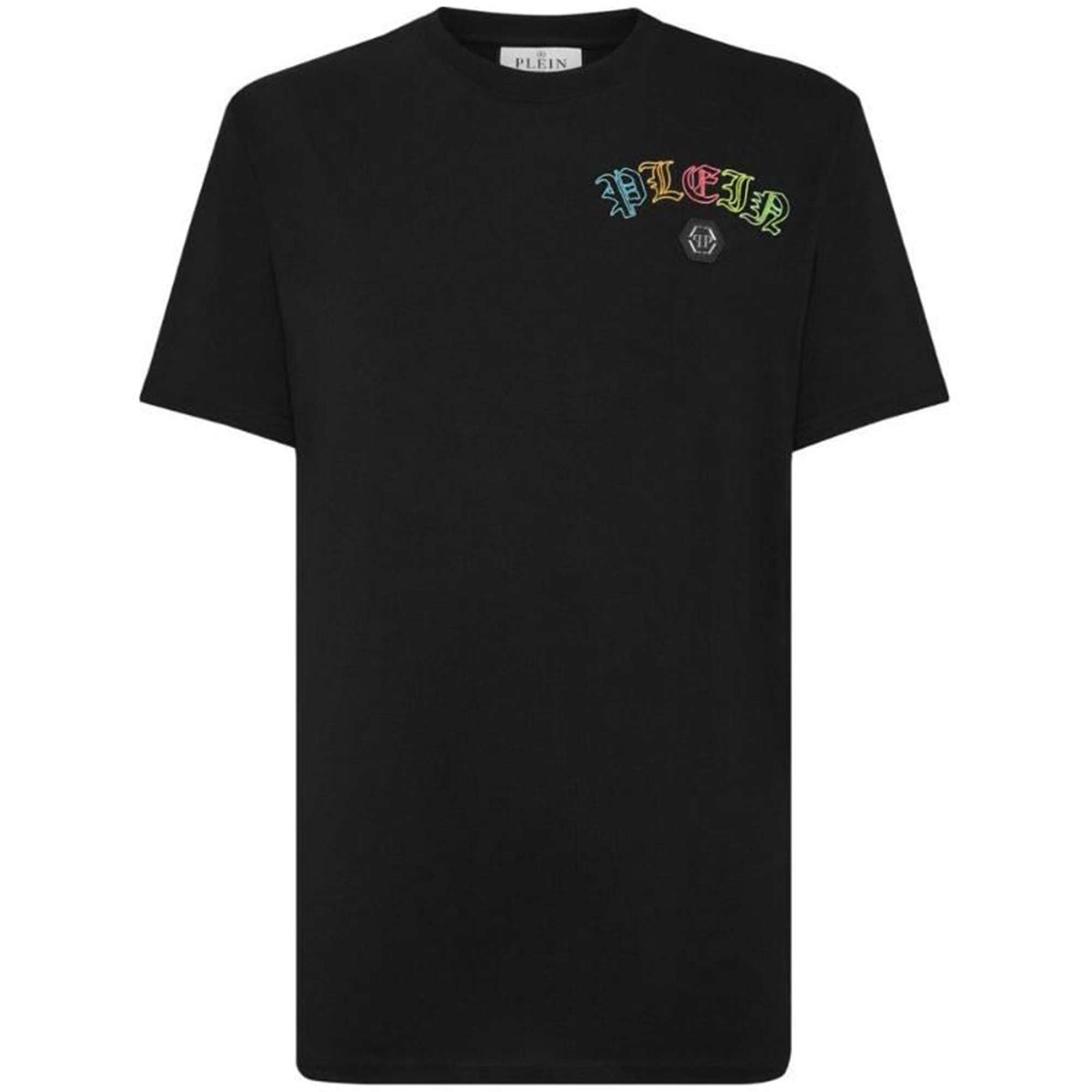 PHILIPP PLEIN  Black Crystal Embroidered Round Neck T-Shirt Short Sleeve. SADC-MTK6815-PJY002N-02