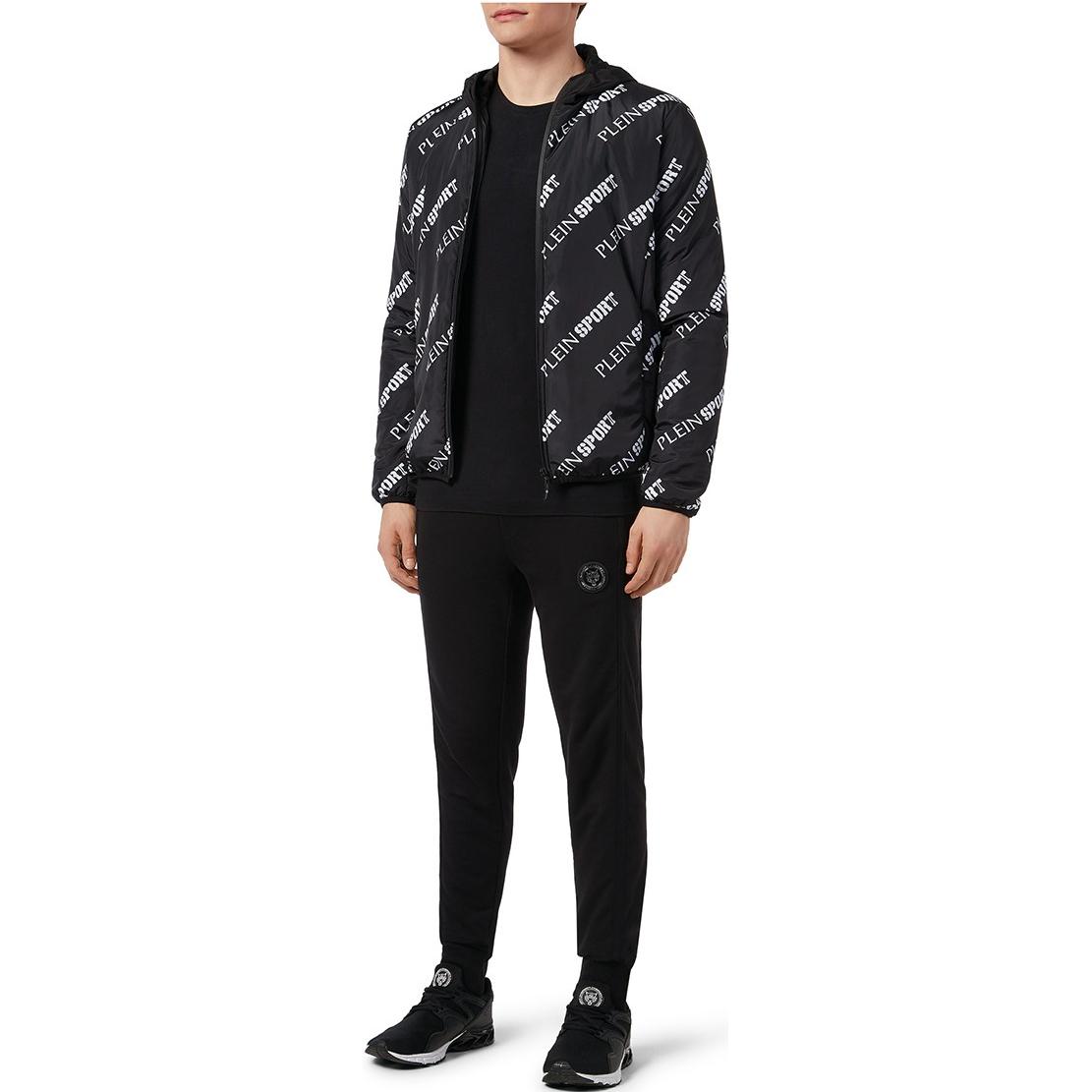 Lookbook Philipp Plein Hoodie Hitam dengan Print Huruf dan Resleting. F19C-MRB1209-SXV005N-02